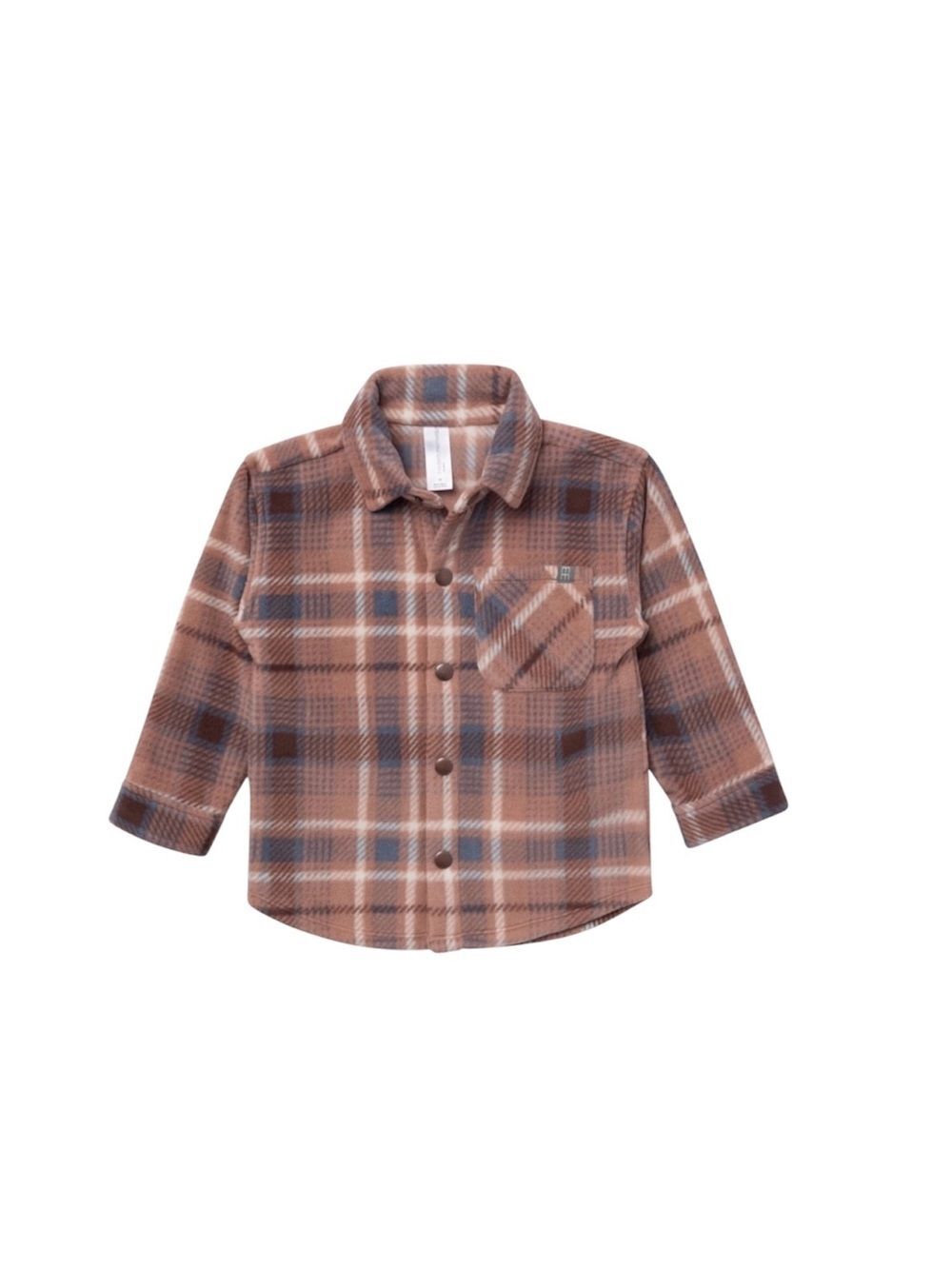 NWT Boys Brown Plaid Fleece Jacket Shacket Sz 2T
